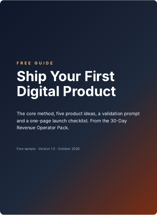 Free guide cover: Ship Your First Digital Product